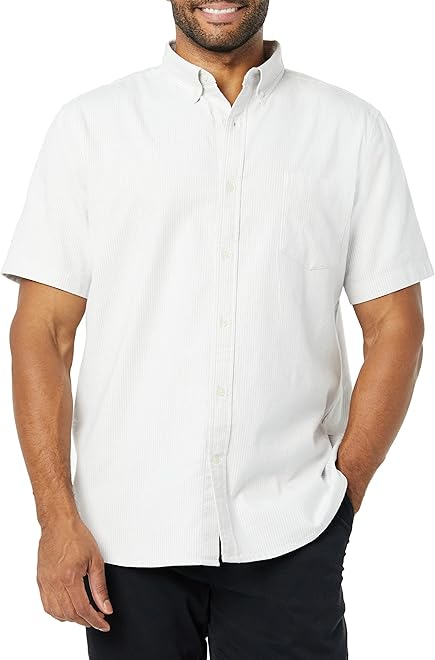 Men's Slim-Fit Short Sleeve Stretch Oxford Shirt with Pocket