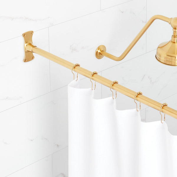 72" Brass Straight Shower Curtain Rod Signature Hardware Finish: Brushed Gold - Brushed Gold